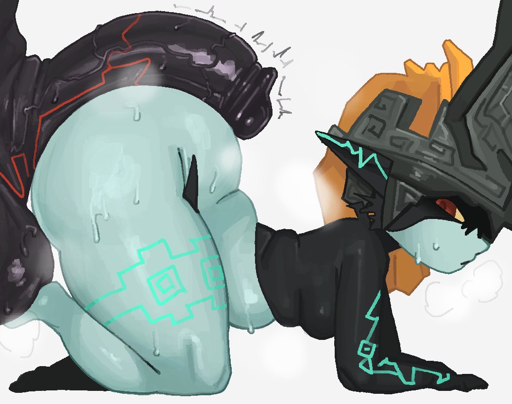 1boy, 1girls, ass up, balls, before sex, big ass, big balls, big butt, big penis, big thighs, bottom heavy, breasts, cock, cooly, dark penis, female, heavy balls, huge ass, imp midna, male, midna, musk, nintendo, on knees, penis, shadow beast, shortstack, small breasts, sunzo05, the legend of zelda, thick thighs, thighs, twilight princess
