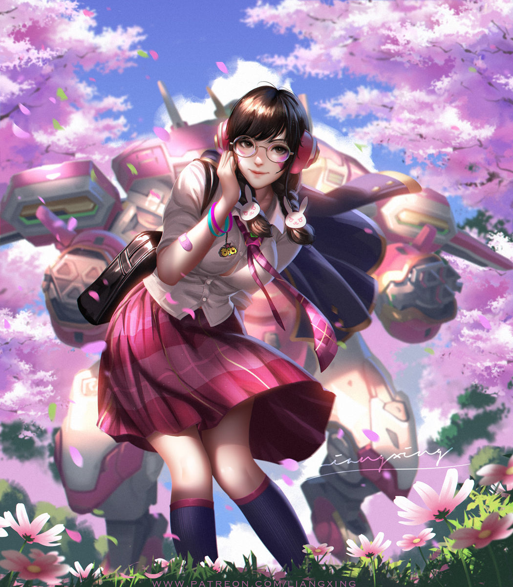 academy d.va, d.va, female, female only, liang xing, meka, overwatch, tagme, tokki (overwatch)