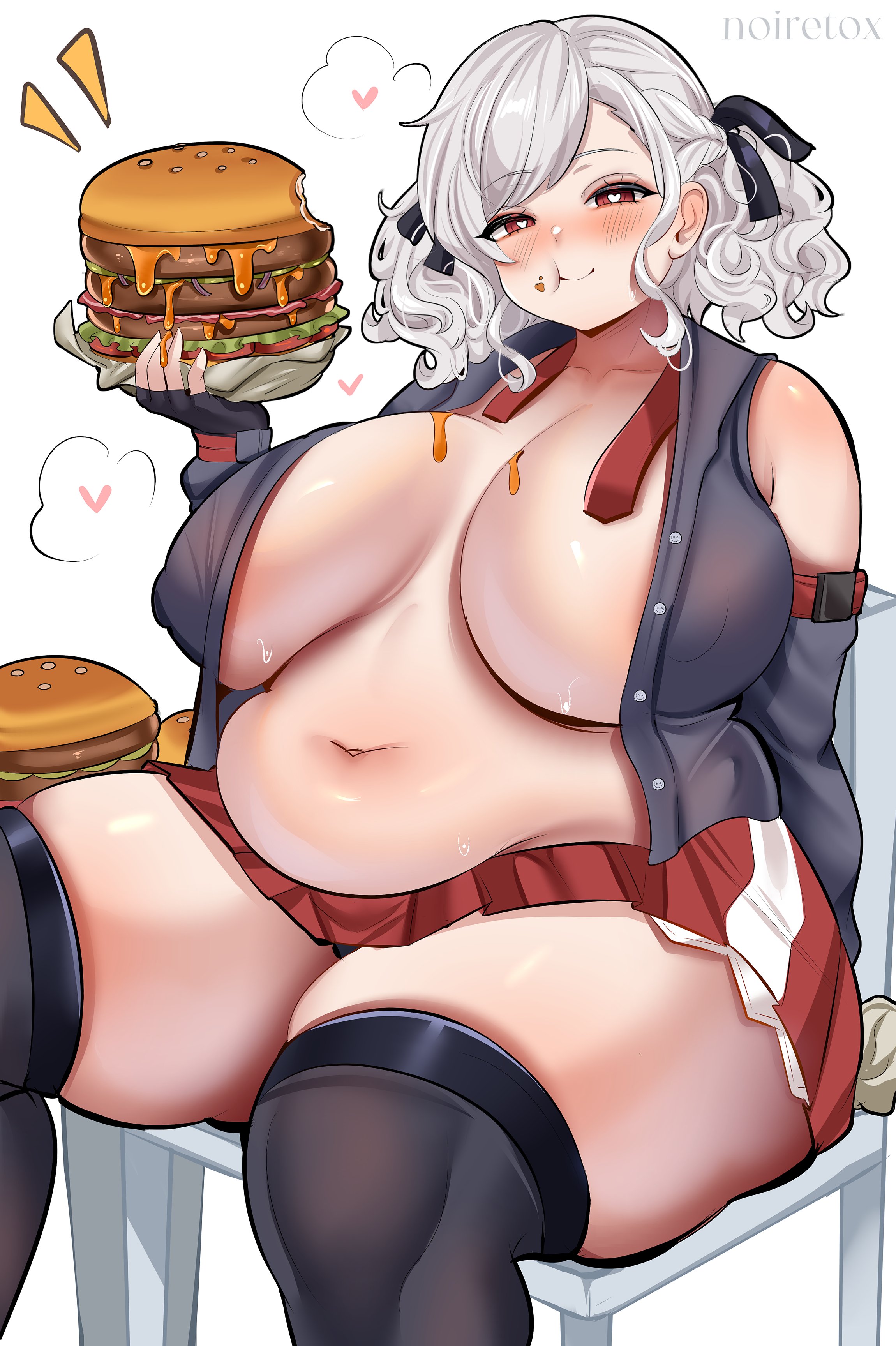1girls, bbw, breasts, female, female only, girls' frontline, huge breasts, large breasts, noiretox, overweight, overweight female, solo, solo female, spas-12 (girls' frontline), weight gain, weight gain female