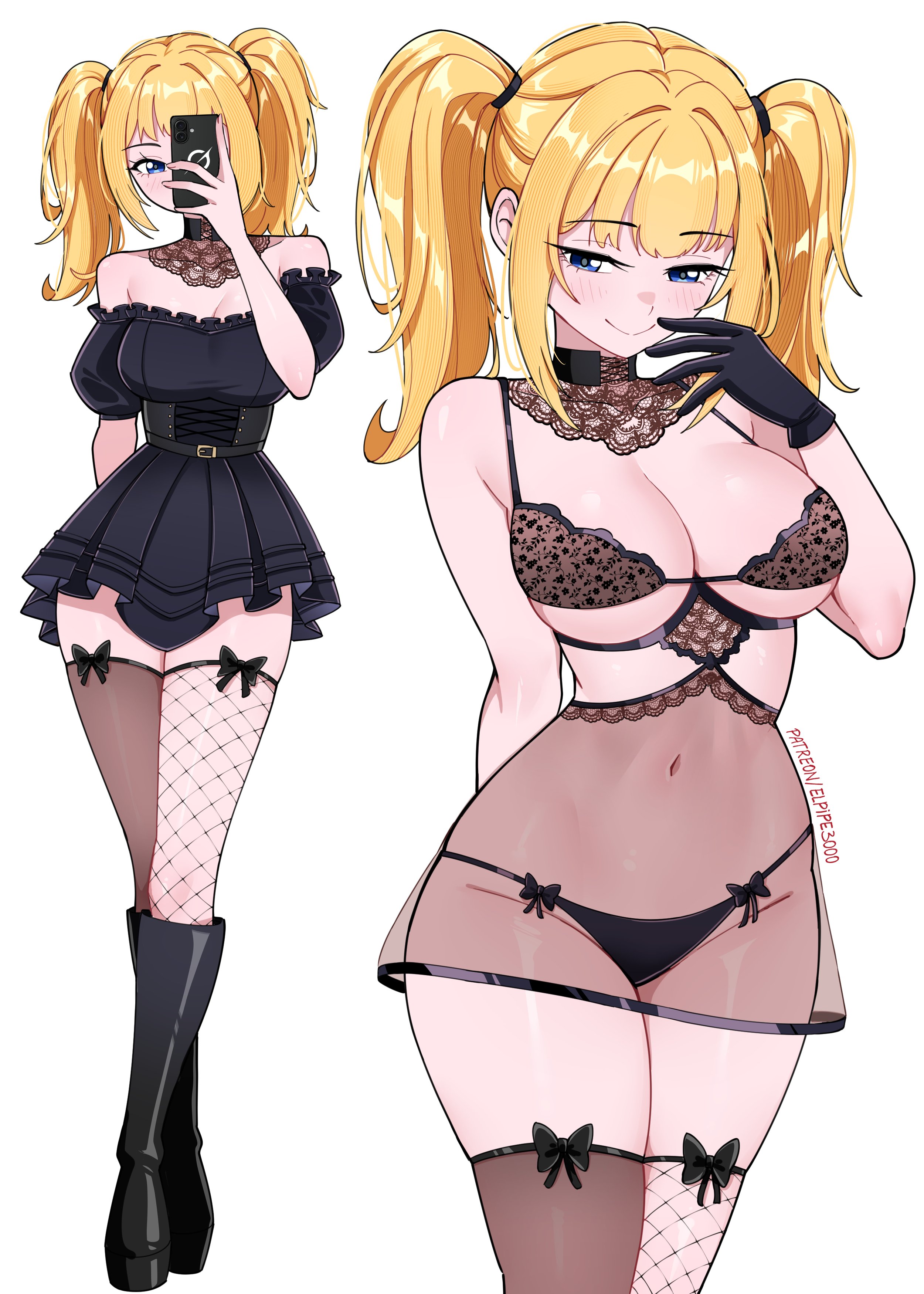 1girls, ani (twitter), ani (xai), ass, breasts, elpipe3000, female, female focus, female only, fishnets, gloves, grok, grok (x), grok (xai), large breasts, light skin, light-skinned female, lingerie, solo, thick thighs, thighs, twintails, twitter, wide hips