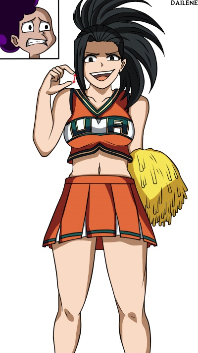 1boy 1girls angry big_breasts black_eyes black_hair breasts cheerleader cheerleader_uniform clothing dailene evil_grin evil_smile female female_domination female_focus femdom hair humiliated humiliation legs long_hair male minoru_mineta momo_yaoyorozu my_hero_academia pinching_gesture pom_poms ponytail purple_hair skirt small_penis_gesture small_penis_humiliation spiky_hair thighs tied_hair u.a._cheerleader_outfit white_background