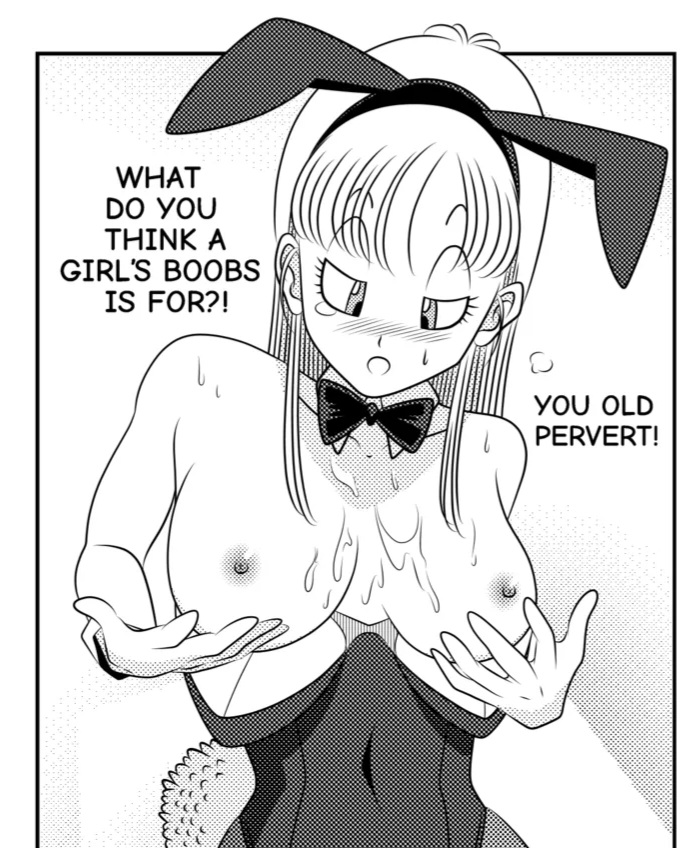 breasts, bulma (bunny), bulma briefs, bunny girl, bunny suit, bunnysuit, busty female, busty teenager, cum on body, cum on breasts, dragon ball, dragon ball z, female, post-orgasm paizufella, teenage female, teenager