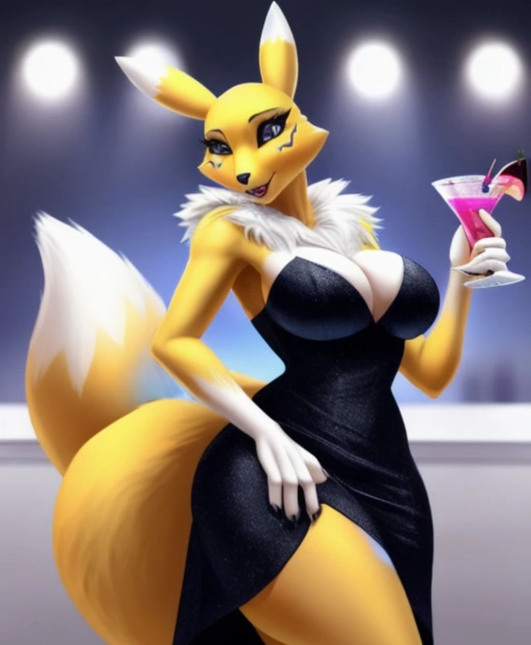 ai_generated cocktail_dress furry kitsune_warrior_(starfox_saviors) renamon sexy.ai