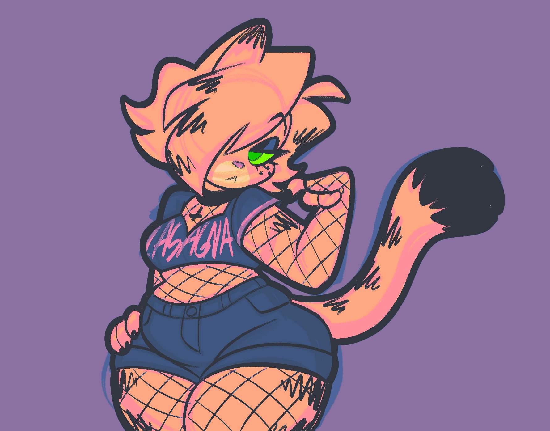 ashnicholsart, big breasts, breasts, female, furry, garfield the cat, gothfield, rule 63, thick thighs, wide hips