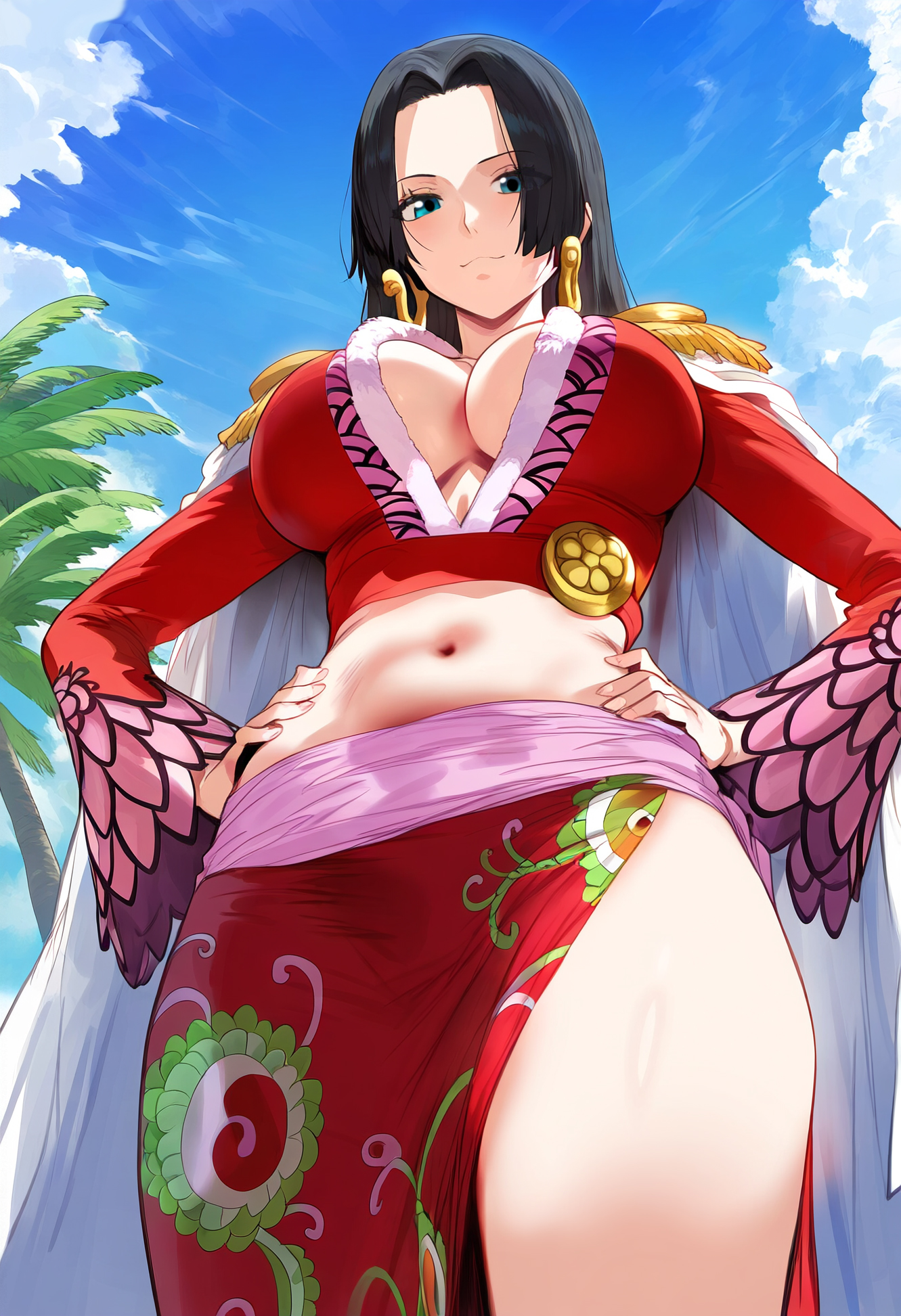 1girls, ai generated, big breasts, black hair, black-haired female, blue eyes, boa hancock, breasts, female, female only, himeno, huge breasts, light skin, light-skinned female, one piece, snowbunny, solo, solo female, solo focus