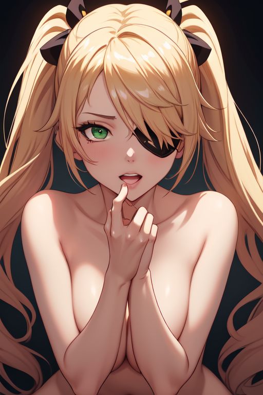 ai_generated ai_hands blonde_hair female fischl_(genshin_impact) genshin_impact naked nude pussy