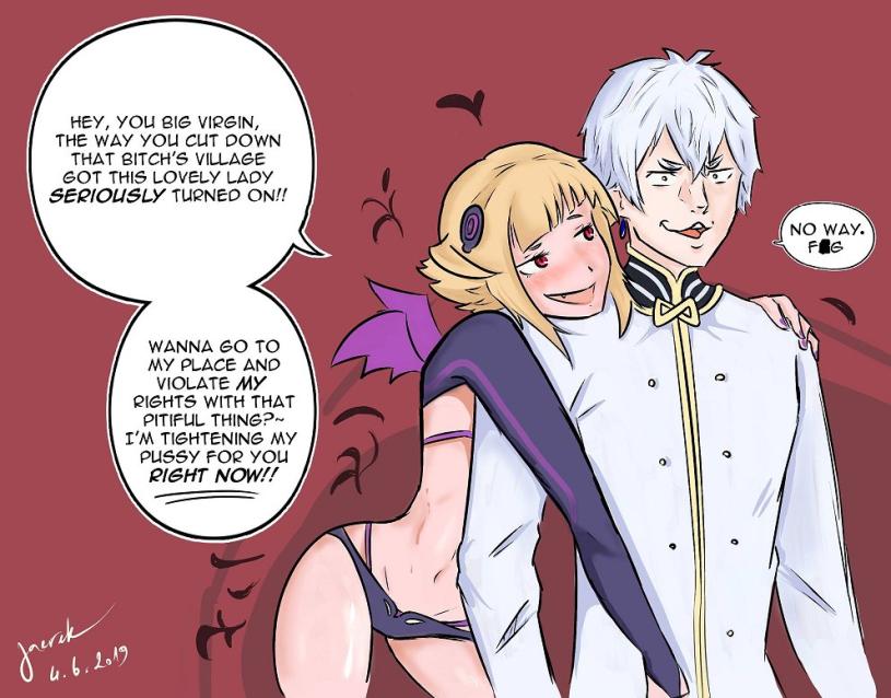 1boy 1male bikini blonde_hair capella_emerada_lugunica cheating dialogue female funny hand_on_penis meme no_way_fag re:zero_kara_hajimeru_isekai_seikatsu red_eyes regulus_corneas smug speech_bubble tagme white_hair