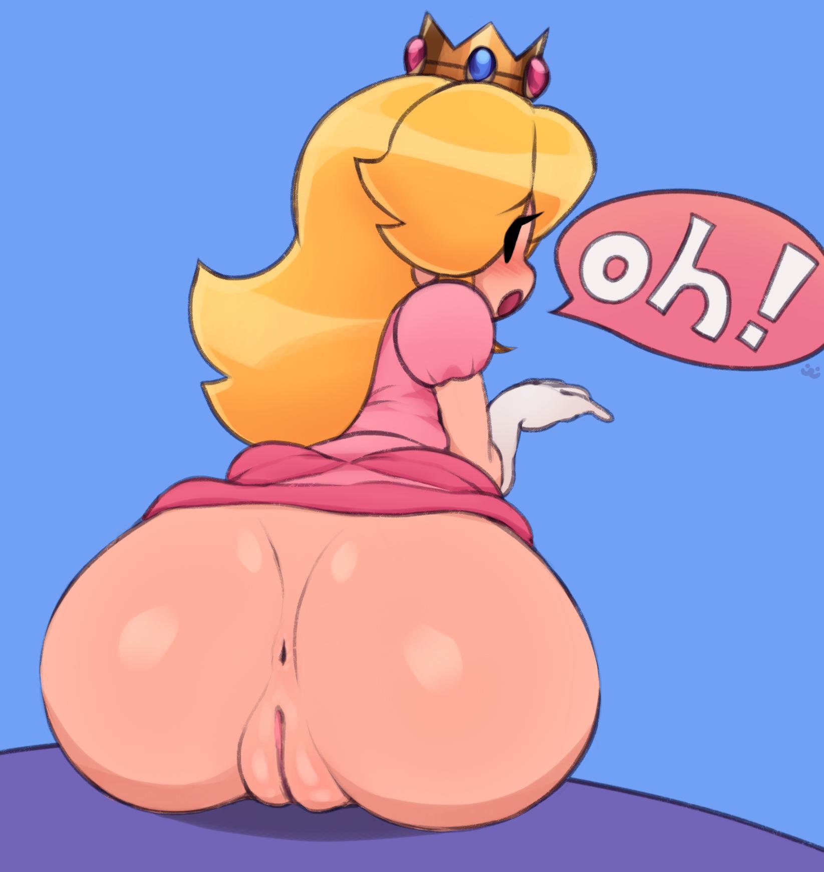 anus, ass, female, innie pussy, mario (series), mob face, nintendo, paper mario, paper peach, princess peach, pussy, solo, superwagon64