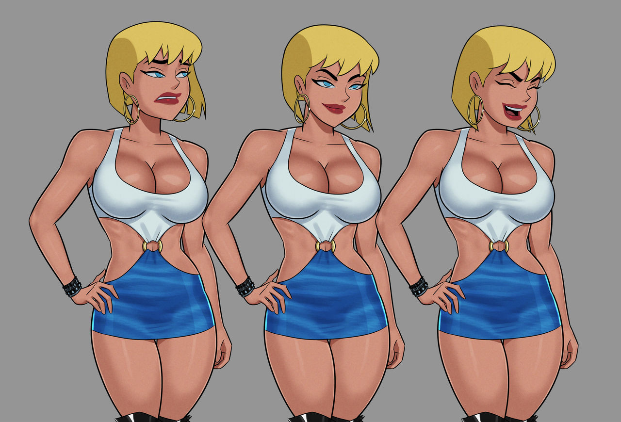 1girls, blonde hair, breasts, busty, dc, dc comics, dcau, dress, female, female only, galatea, high heel boots, justice league unlimited, short hair, solo, sunsetriders7, superman (series), tagme