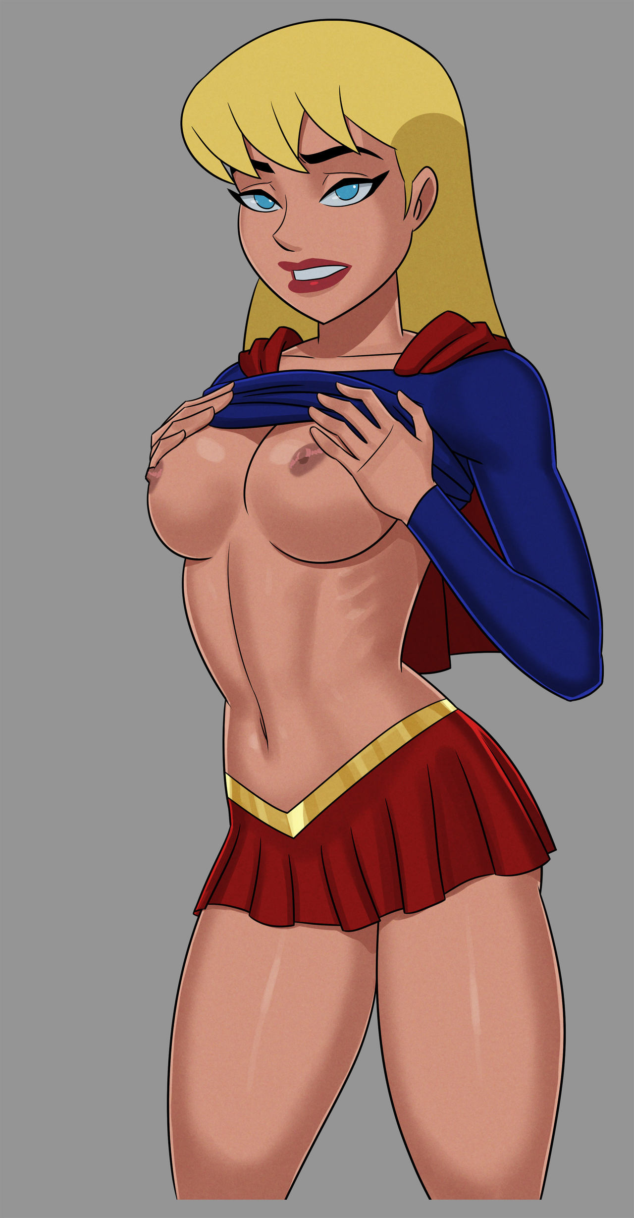 ass, athletic, blonde hair, blue eyes, breasts, busty, dc, dc comics, dcau, eyelashes, female, fit, fit female, hourglass figure, kara zor-el, long hair, medium breasts, microskirt, sunsetriders7, supergirl, supergirl (dcau), superman (series), tagme, wide hips