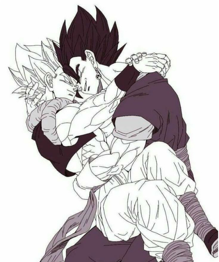 gogeta goku_ssj_4 male male_only monochrome tagme vegito