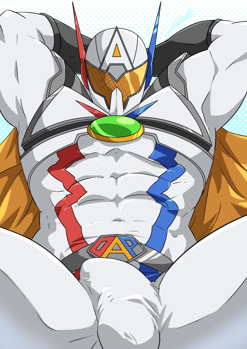 1boy balls bara biceps big_bulge bulge cape captain_answer clothing crotch faceless faceless_male fit flexing front_view future_card_buddyfight helmet helmet_covering_face helmet_only male male_focus male_only mask masked masked_male muscle muscular noll423z penis penis_bulge presenting sentai skin_tight solo spandex superhuman thighs tight_clothing visor