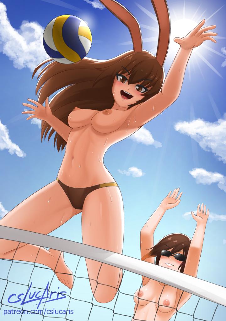 2girls areolae breasts coco_adel cslucaris female female_only multiple_girls nipples rwby sunglasses tinted_eyewear velvet_scarlatina