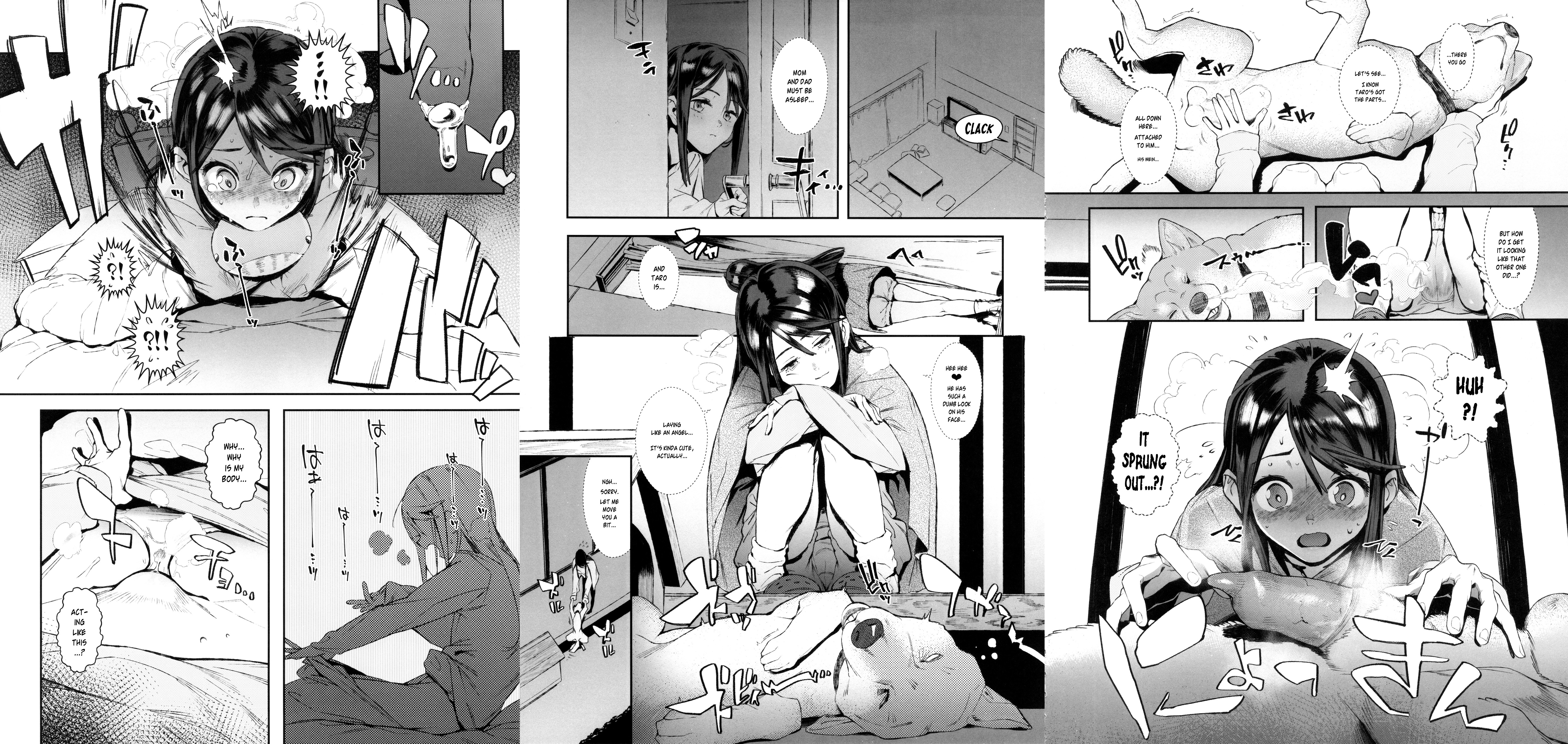 1animal, 1girls, bestiality, black hair, blush, canine, canine penis, female, feral, long hair, male, manga, masturbation, panties, penis, pussy, pussy juice, text, xxzero, zoophilia