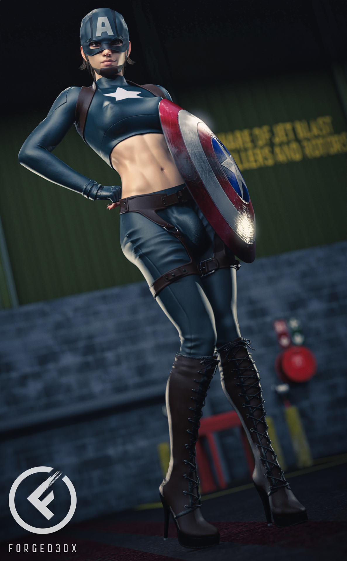 1futa, 3d, abs, avengers, balls, balls bulge, balls under clothes, boots, breasts, bulge, cameltail, captain america, curvy, erect nipples, flaccid, forged3dx, futa only, futa sans pussy, futa transformation, futanari, high heel boots, intersex, large breasts, large penis, lipstick, looking at viewer, makeup, marvel, marvel comics, muscular, muscular futa, nipple bulge, nipples, penis, penis bulge, penis under clothes, realistic, rule 63, shield, solo, transformation