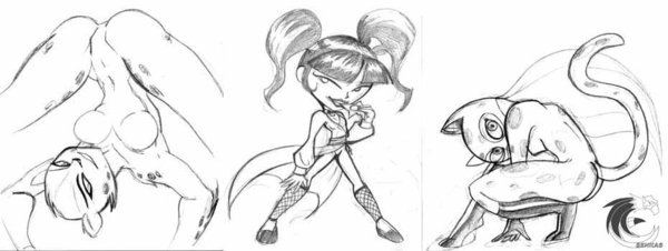 cheetah_(dc) dc dc_comics disney_xd kimiko_tohomiko medium_breasts monochrome spread_legs straight_hair tail twintails wonder_woman_(series) xiaolin_chronicles xiaolin_showdown