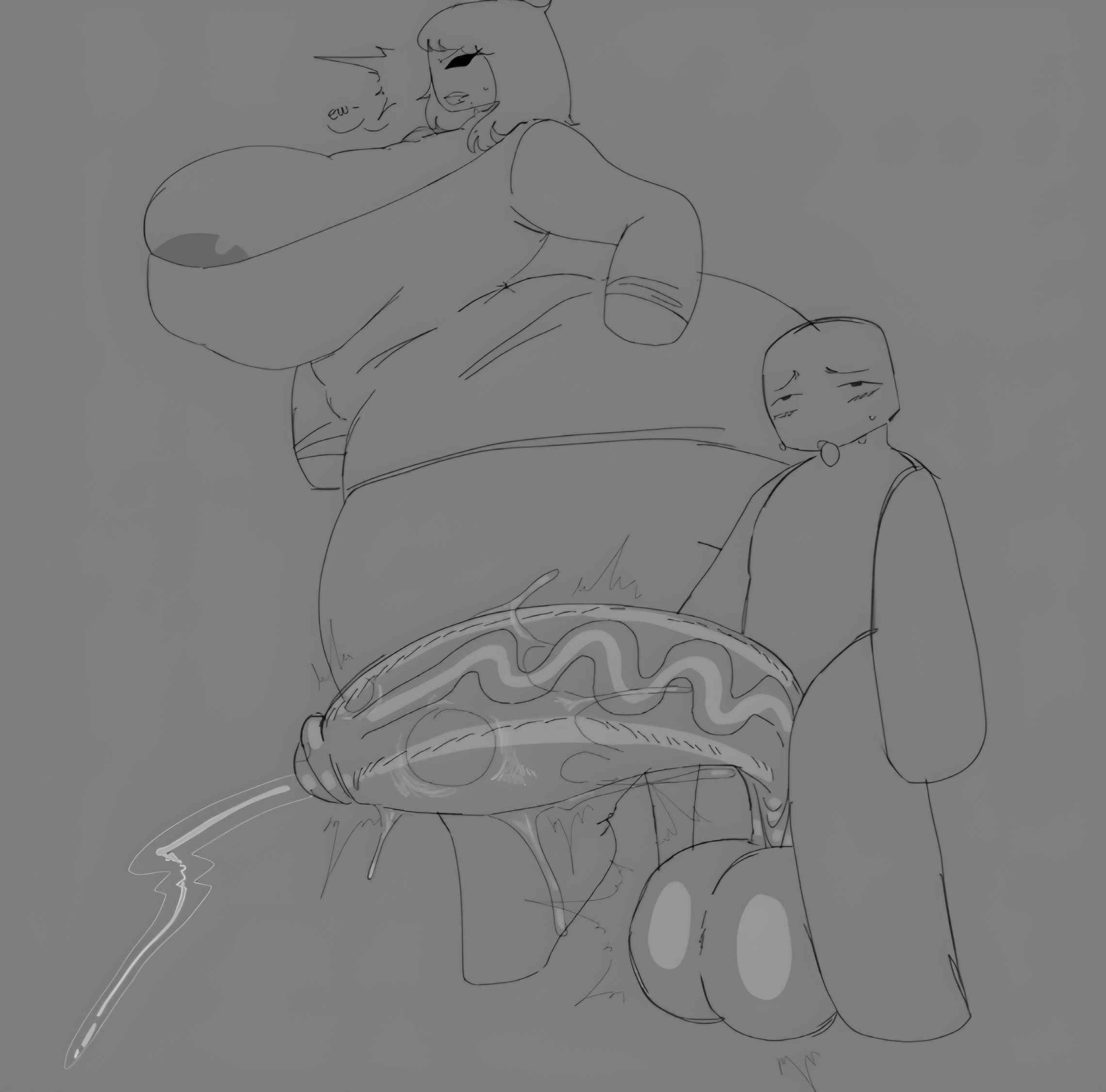 2d, 2d (artwork), 2d artwork, areola peek, areola slip, areolae peeking, areolae slip, ass, balls, bigger female, blocky body, breasts, disgusted, disgusted expression, disgusted face, estelle (heavensthroat), female, grossed out, heavensthroat, huge ass, huge breasts, huge butt, huge cock, huge thighs, hyper, hyper ass, hyper breasts, hyper butt, hyper penis, leaking precum, male, nipple slip, noob, penis, precum, precum drip, roblox, robloxian, size difference, small but hung, smaller male, throbbing balls, throbbing penis, veiny penis