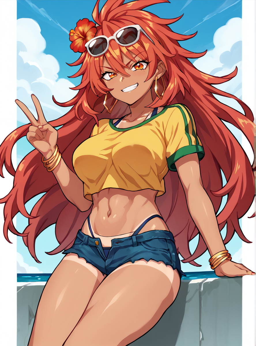 1girls ai_generated amou_kanade brazil brazilian brazilian_female brazilian_miku female female_only hatsune_miku huge_breasts red_eyes red_hair senki_zesshou_symphogear senki_zesshou_symphogear_xd_unlimited senki_zesshou_symphogear_xv vocaloid