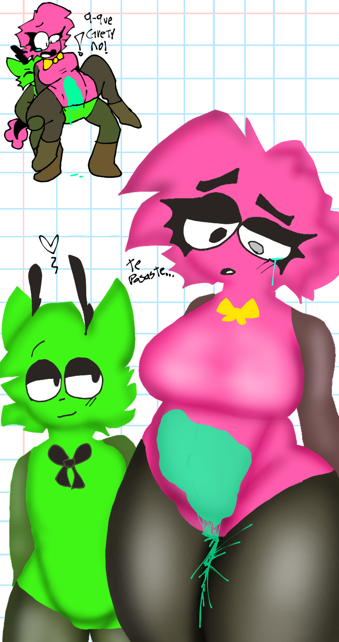 1boy 1girls alternate_universe boots deer_boy dragon_tail grety_vennad(character) grey_skin ibispaintx pink_skin rainbowy_alchie(character) sex snipperclips youtube youtuber_girl