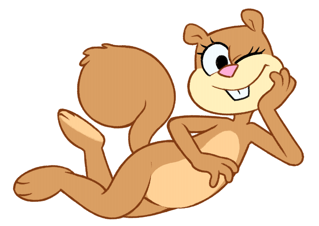 accurate_art_style anatomically_correct artist_request buckteeth completely_nude female flat_chest furry furry_female looking_at_viewer naked nickelodeon no_genitals nude on_side sandy_cheeks smile solo solo_female spongebob_squarepants squirrel squirrel_girl white_background wink winking_at_viewer