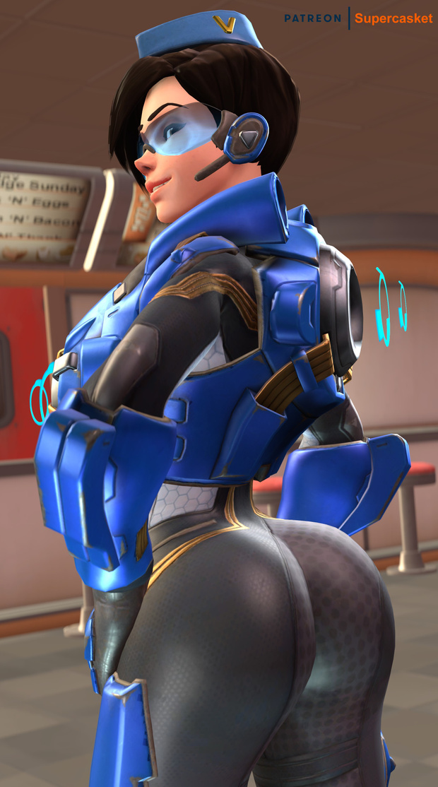 1girls 3d alternate_costume ass big_ass bodysuit cadet_oxton dat_ass female female_only overwatch skin_tight solo source_filmmaker supercasket tagme tracer