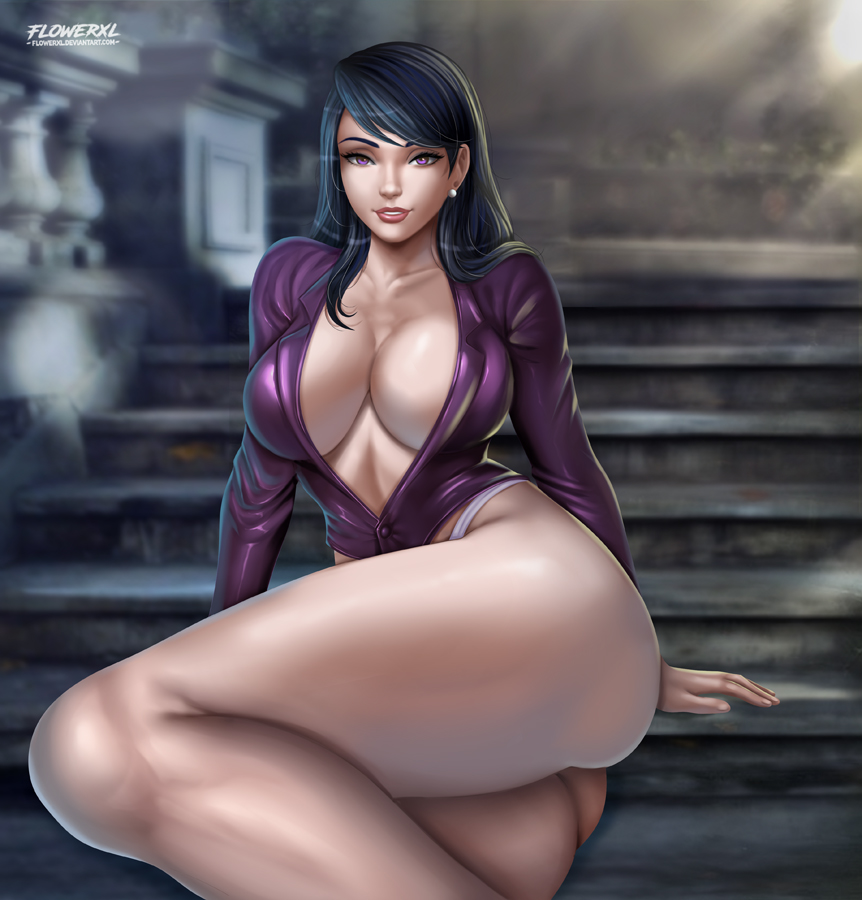 1girls, ass, big breasts, breasts, cleavage, dc, dc comics, dcau, female, female only, flowerxl, large breasts, lois lane, lois lane (dcau), looking at viewer, no bra, panties, solo, superman (series), superman: the animated series, white panties