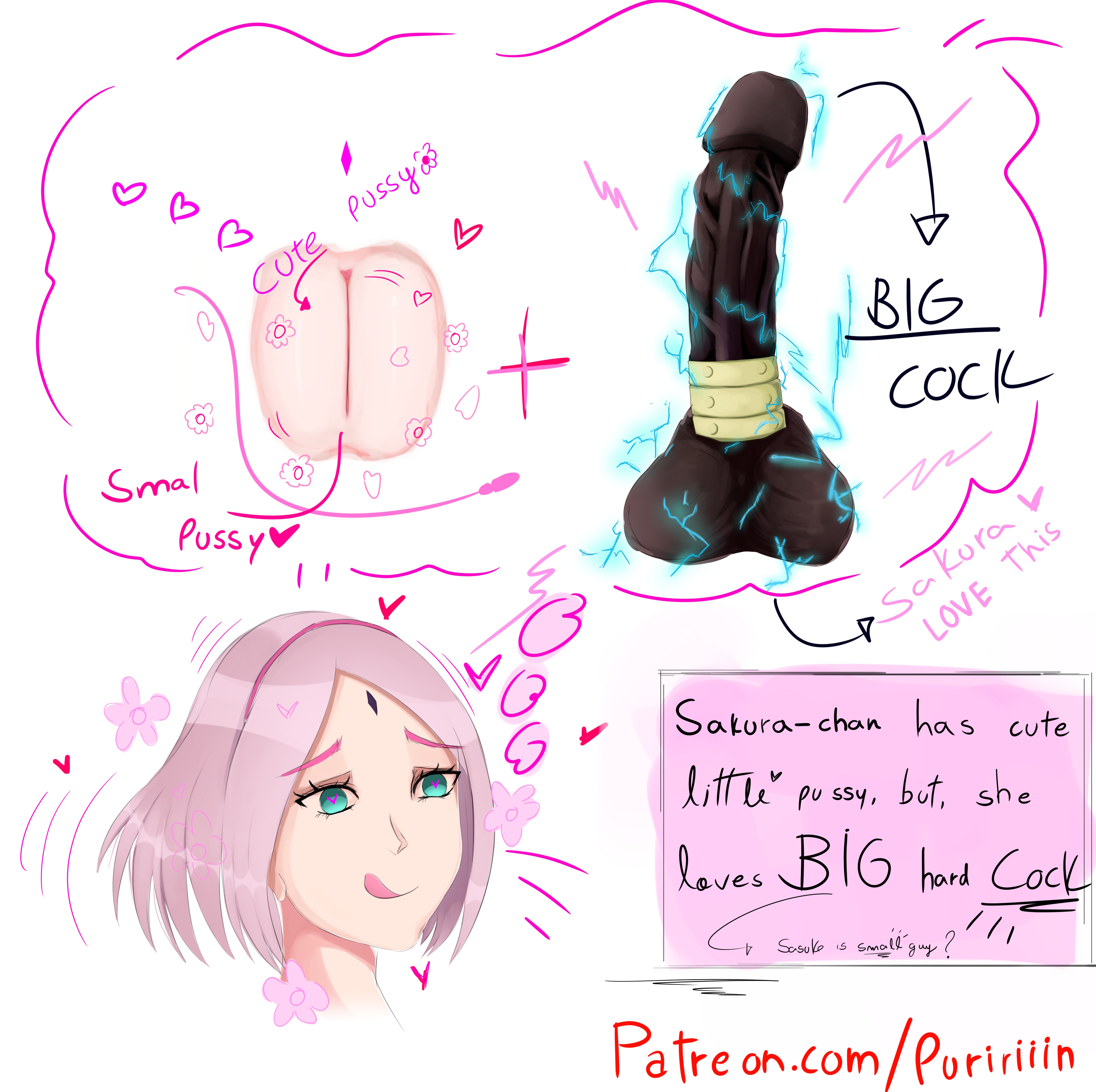 1boy, 1girls, big penis, bigpeachs, cheating, cheating wife, cock ring, dark skin, dark-skinned male, english text, female, haruno sakura, interracial, male, naruto, naruto (series), netorare, ntr, penis, pink hair, puririn (puririiin), pussy, raikage, sakura haruno, text