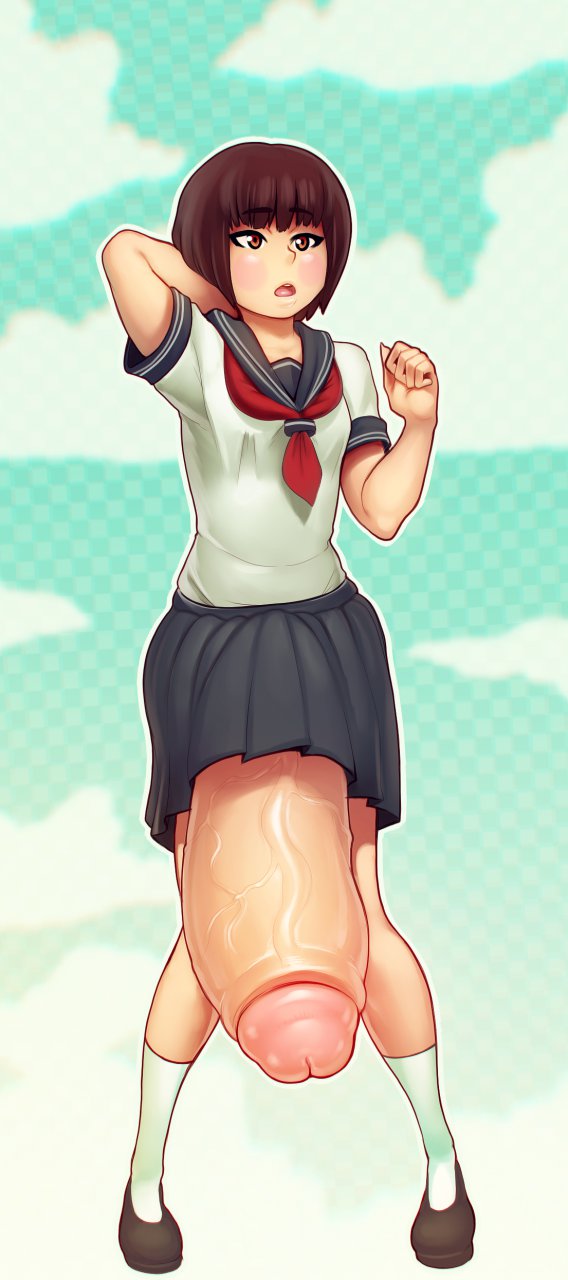 1futa, female, futa only, futanari, huge cock, hyper penis, intersex, modeseven, original, original character, penis, penis under clothes, penis under skirt, school uniform, schoolgirl, small but hung, solo, solo futa, thick penis, veiny penis