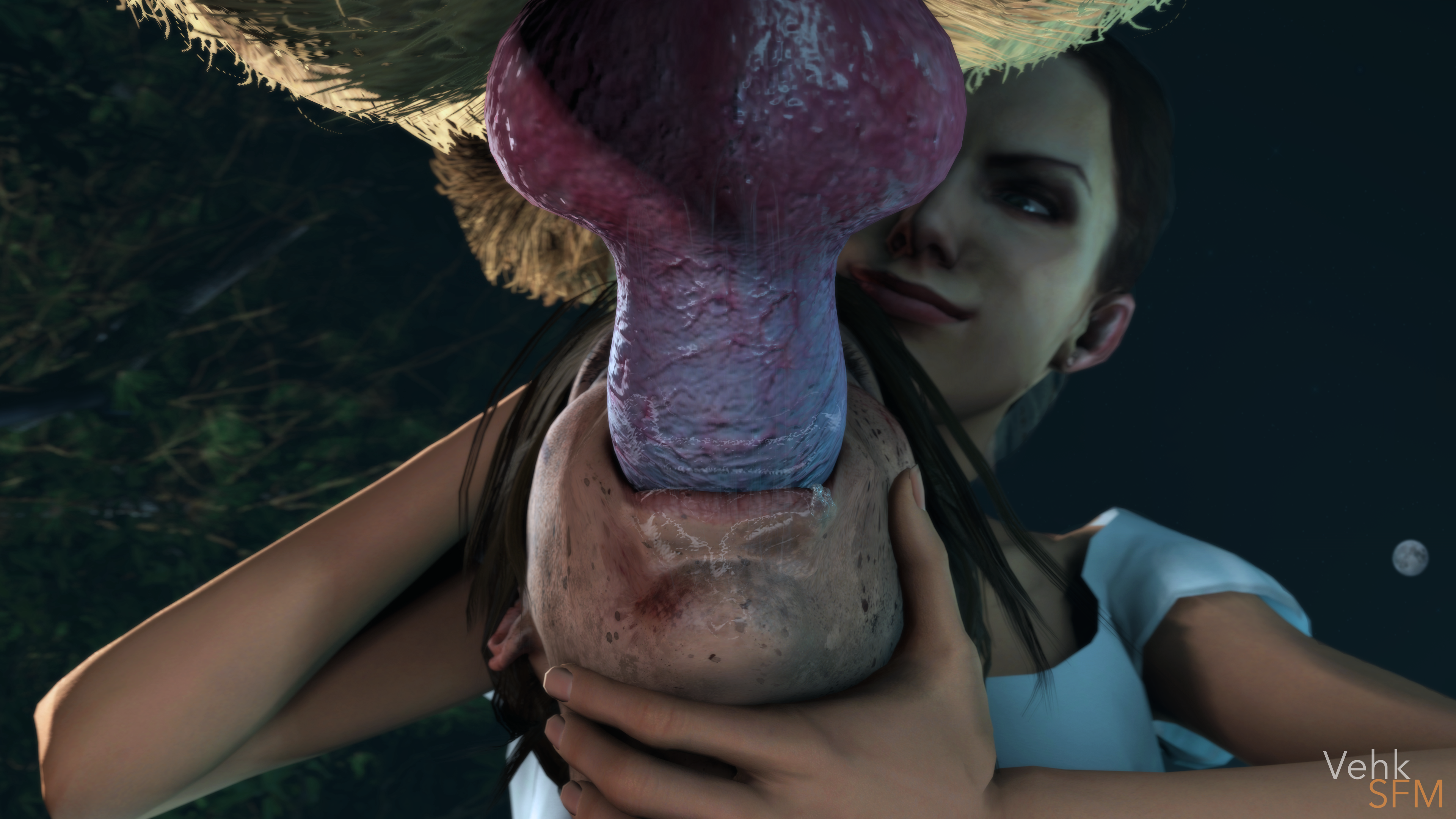 1boy, 2girls, 3d, absurdres, animal genitalia, animal penis, assisted fellatio, big penis, canine, canine penis, crossover, erection, fellatio, female, female on feral, feral, highres, human on feral, knot, lara croft, lara croft (survivor), left 4 dead, left 4 dead (series), male, oral, penis, straight, tomb raider, tomb raider (survivor), vehksfm, zoey (left 4 dead), zoophilia