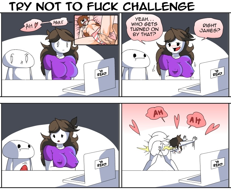 1boy1girl 1girls breasts brown_hair carliabot comic doggy_style erect_nipples female female_focus from_behind fucked_silly jaiden jaiden_animations sex shgurr straight text theodd1sout watching_porn white_background white_skin youtube youtuber