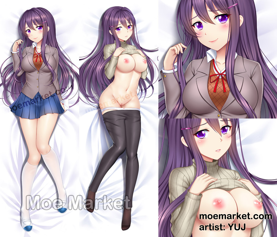 areolae breasts dakimakura dakimakura_design doki_doki_literature_club female hair moe_market moemarket nipples purple_eyes purple_hair pussy school_uniform undressing yuj_(artist) yuj_(moemarket) yuri_(doki_doki_literature_club)