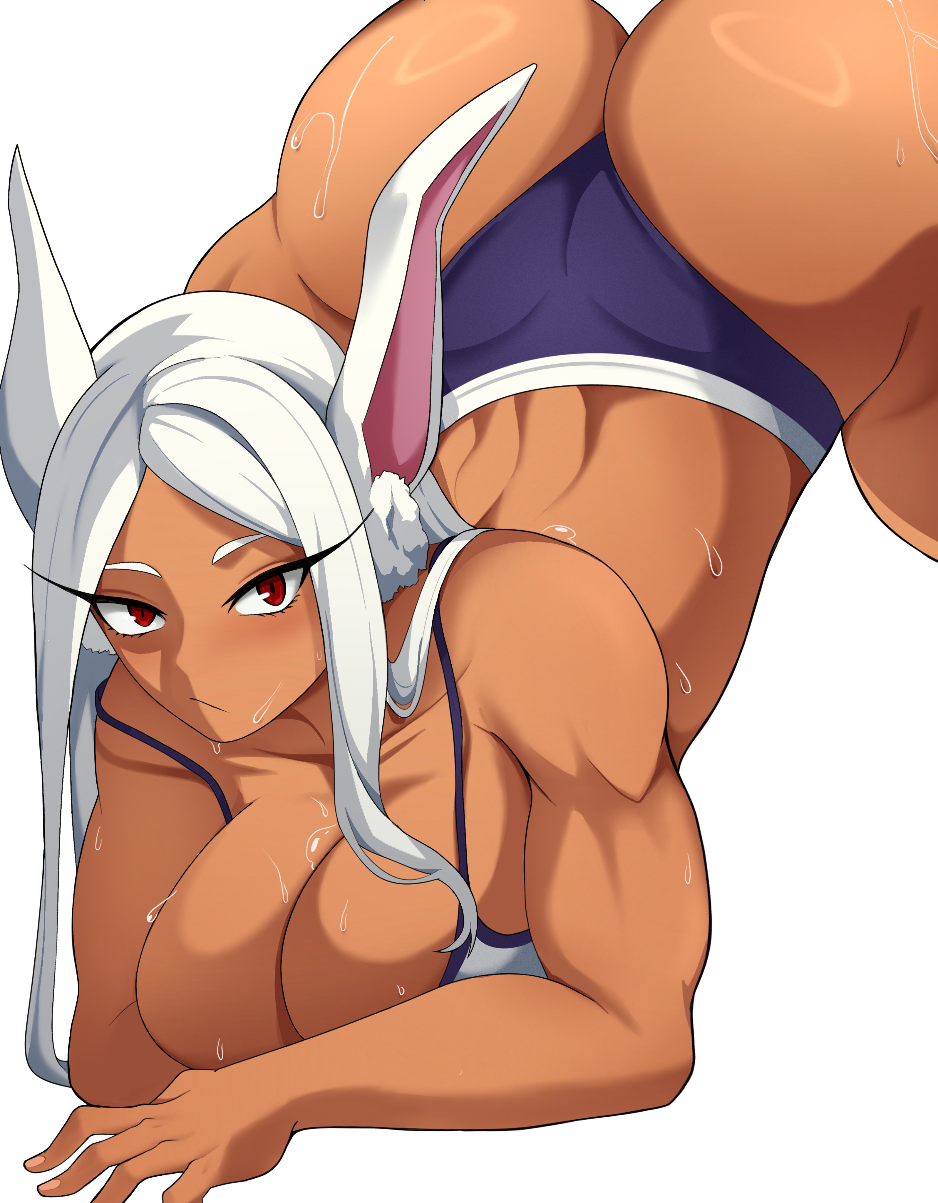 1girls, ass, ass up, big ass, big breasts, breasts, dark skin, dark-skinned female, female, female only, meeowdeer, miruko, my hero academia, solo, white hair