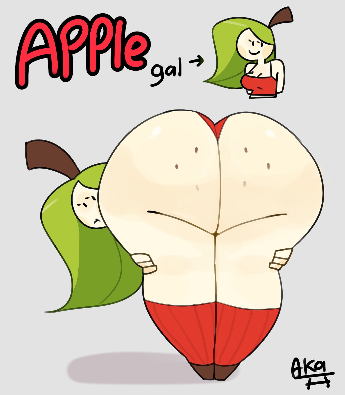 aka h, apple gal (aka h), bent over, huge ass, huge thighs, oc, thick thighs
