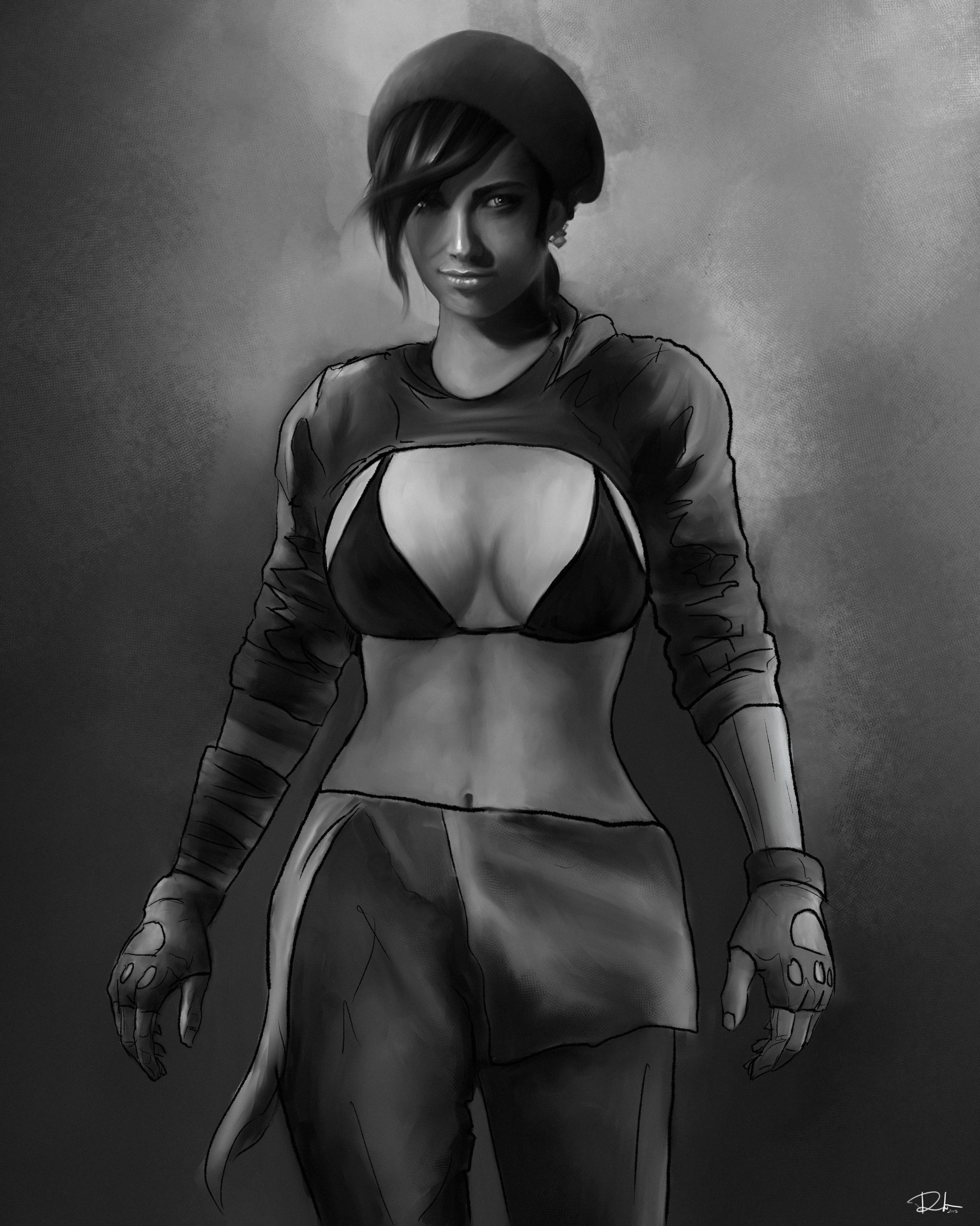 1girls, bikini, breasts, davekey1234, female, gears of war, gears of war 4, gears of war 5, hat, kait diaz, latina, latina female, painting, painting (artwork), pose, post-apocalyptic, video game, video games