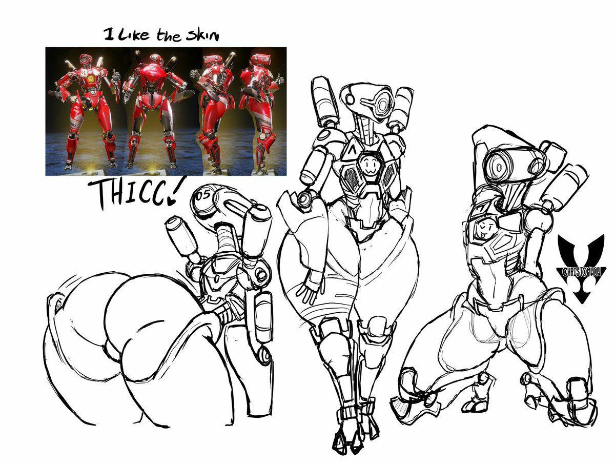 ambiguous gender, apex legends, christomwow, living machine, machine, pathfinder (apex legends), presenting, presenting hindquarters, robot, thick thighs, video games