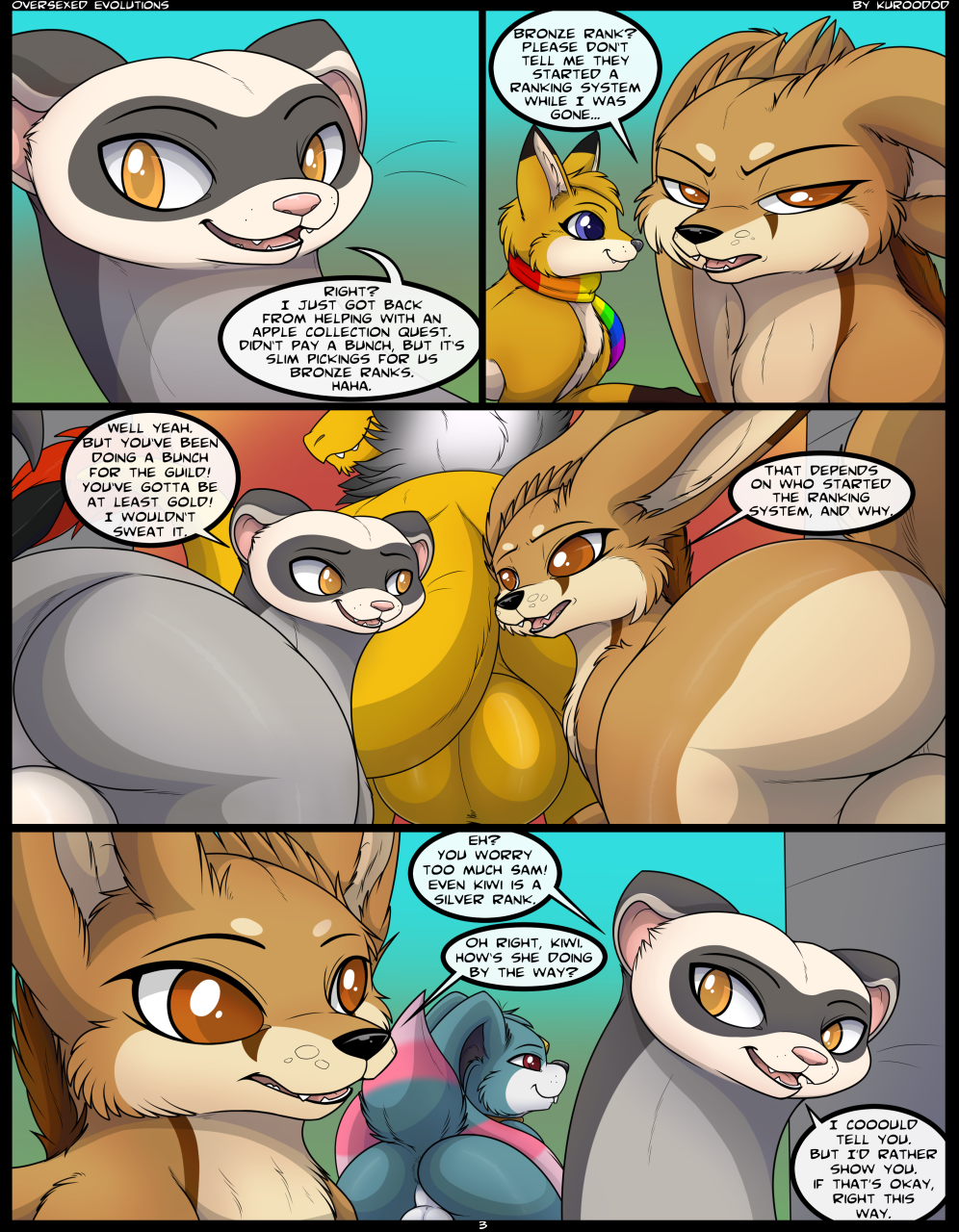 2019 ass balls canid canine comic dialogue domestic_ferret english_text feral hi_res kuroodod male male_focus mammal mustela mustelid musteline page_3 sam_(changing_fates) scarf smile tai_(changing_fates) text