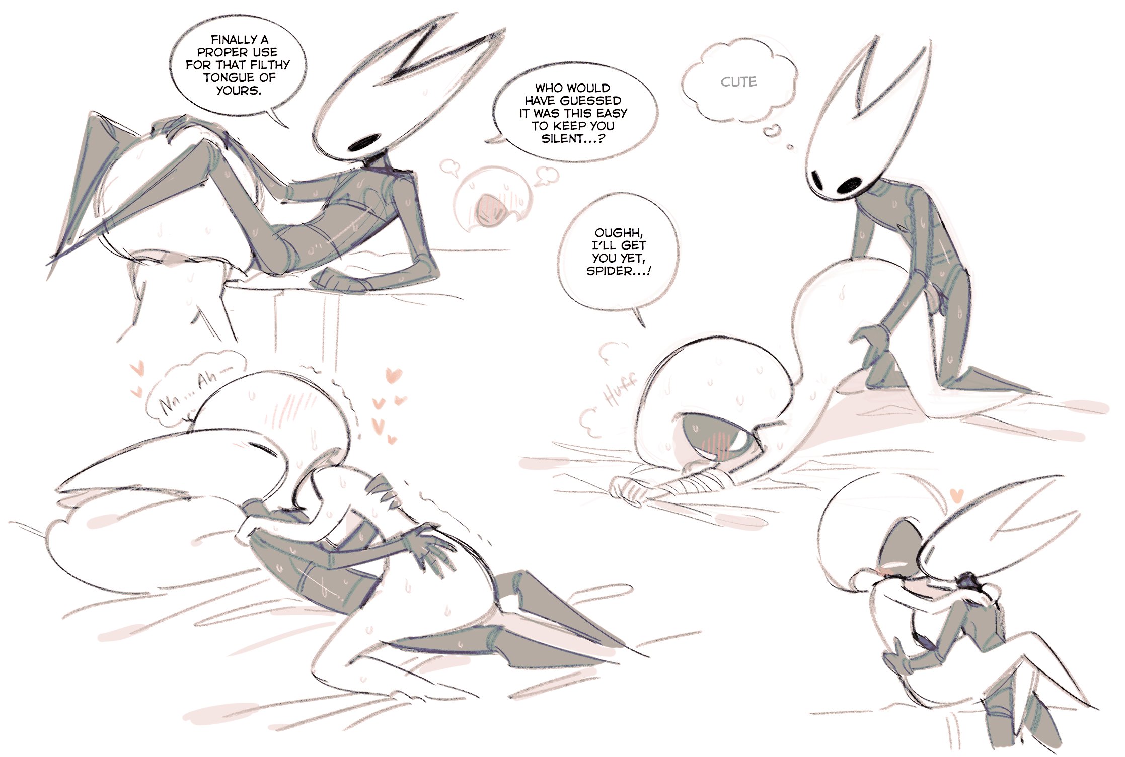 2girls, abafterdark, arms tied, bondage, cunnilingus, dialogue, eating pussy, heart, hollow knight, hollow knight (franchise), hollow knight: silksong, hornet (hollow knight), lace (hollow knight: silksong), lace (hollow knight), lesbian sex, moan, moaning, moaning in pleasure, rubbing pussies together, scissoring, scissoring position, shaking, strap-on, sweat, sweating, team cherry, tied arms, tribadism, yuri