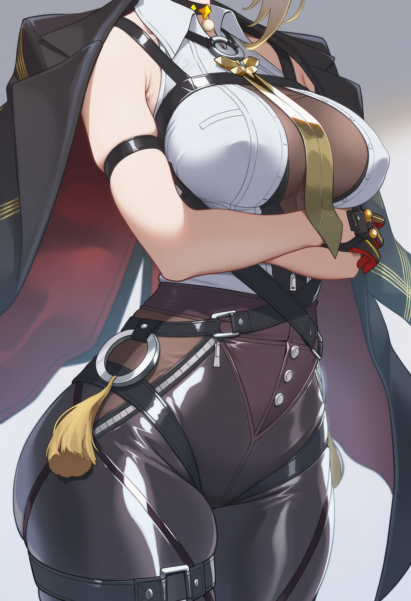 1girls, ai generated, arms crossed, arms crossed under breasts, big ass, big breasts, big butt, big thighs, blonde female, blonde hair, body focus, evelyn chevalier, female, female focus, female only, hoyoverse, lunealter, mature female, mihoyo, pale-skinned female, sfw, thick ass, thick butt, thick hips, thick legs, thick thighs, zenless zone zero