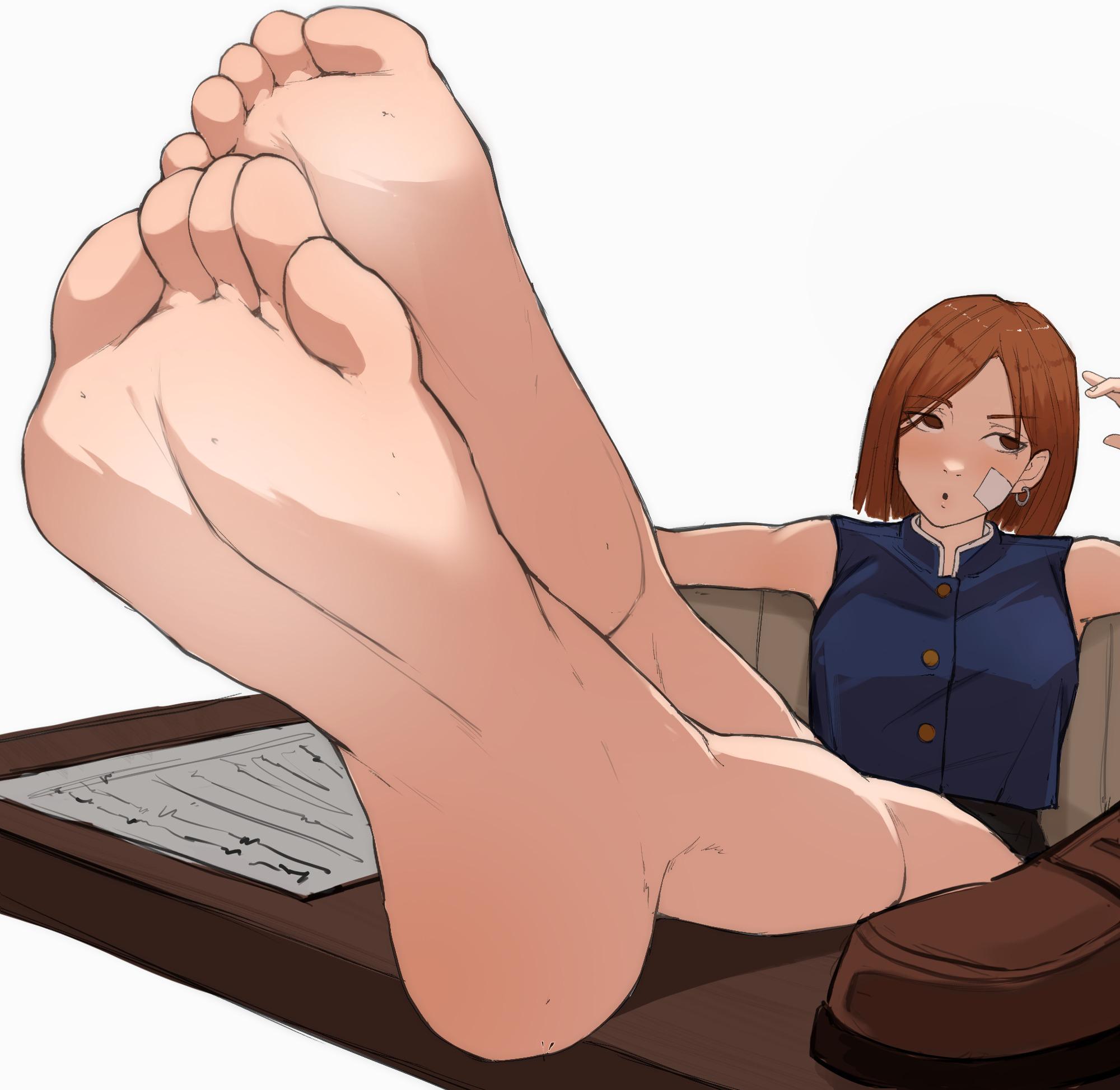 barefoot, feet, foot fetish, foot focus, jujutsu kaisen, nobara kugisaki, soles female