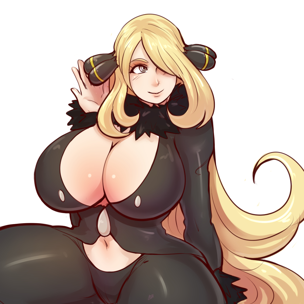 1girls, alternate breast size, ass, belly, blonde hair, breasts, cleavage, clothed, clothed female, coat, cynthia (pokemon), female, female only, fully clothed, grey eyes, hair ornament, hair over one eye, half-closed eyes, huge ass, huge breasts, human, impossible clothes, looking away, midriff, navel, nintendo, pants, pinkkoffin, pokemon, pokemon dppt, pokemon trainer, sitting, smile, spread legs, thick thighs, white background, wide hips