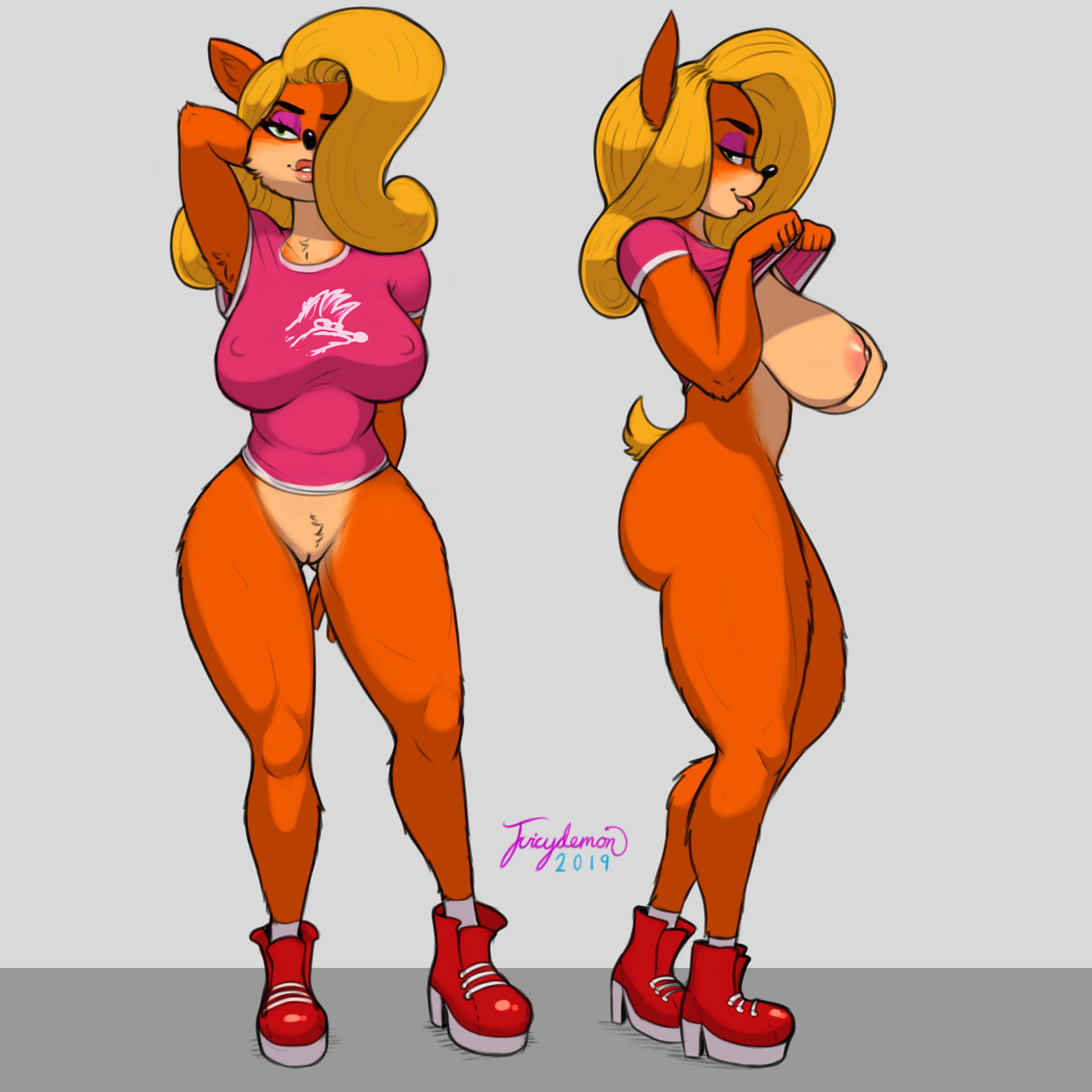 1girls, activision, alternate breast size, anthro, areolae, armpit hair, armpits, ass, bandicoot, bare legs, big breasts, blonde hair, bottomless, breasts, crash (series), erect nipples, eye contact, eyeshadow, female, female focus, female only, flashing, footwear, fur, furry, green eyes, half-closed eyes, juicydemon, large breasts, long hair, looking at viewer, marsupial, naughty dog, nipple bulge, nipples, pinup, pose, posing, pubic hair, pussy, shirt lift, sneakers, solo, tagme, tail, tawna bandicoot, text, thick lips, thick thighs, thigh gap, topwear, vagina, watermark, wide hips