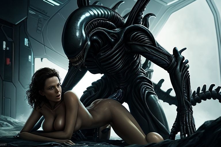 ai ai_generated alien ellen_ripley holidayking male_xenomorph sigourney_weaver xenomorph