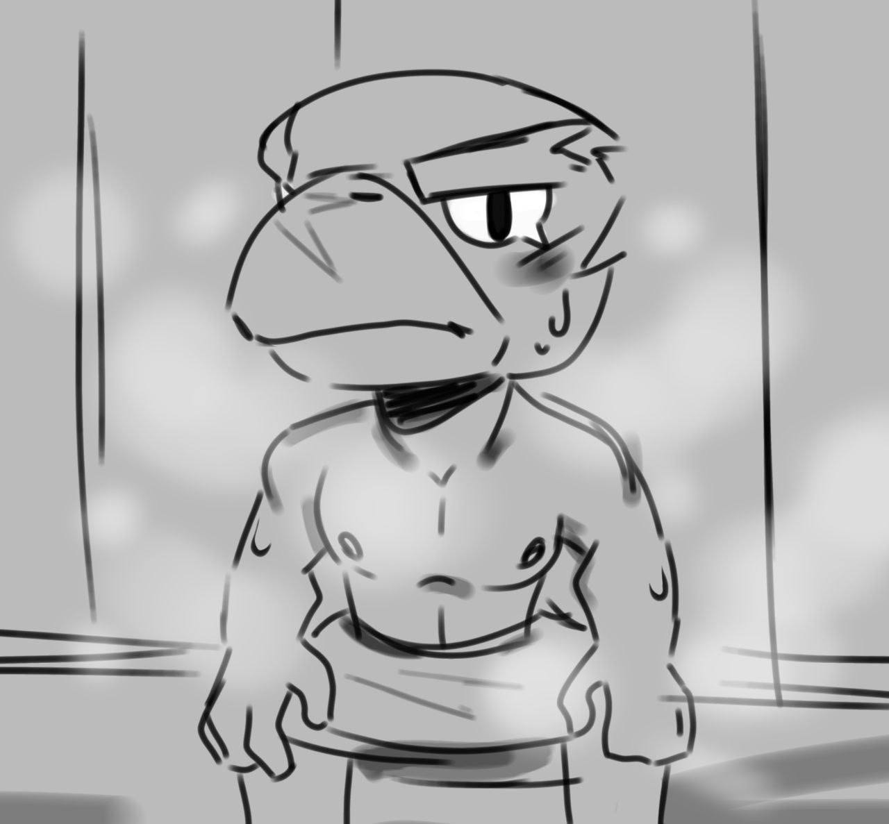 1boy 2024 anthro bird brawl_stars crow crow_(brawl_stars) daniltalkloidrus digital_drawing_(artwork) digital_media_(artwork) grey_background male male_only no_visible_genitalia sauna steam supercell tagme