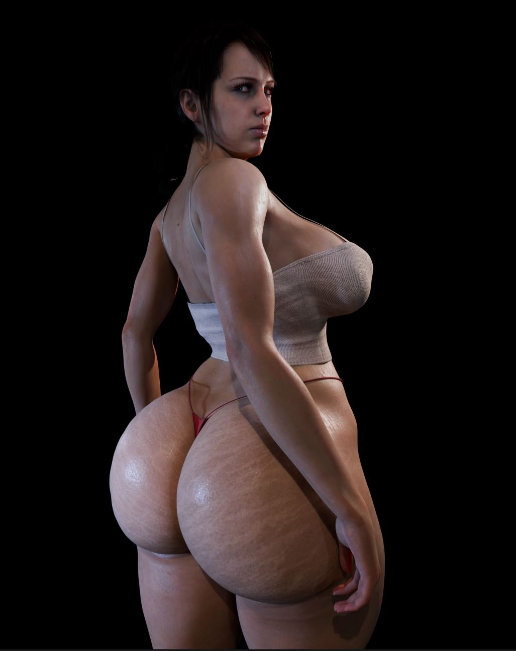 1girls 3d ass big_ass fat_ass female huge_ass metal_gear_solid pixel3d quiet_(metal_gear) solo stretch_marks