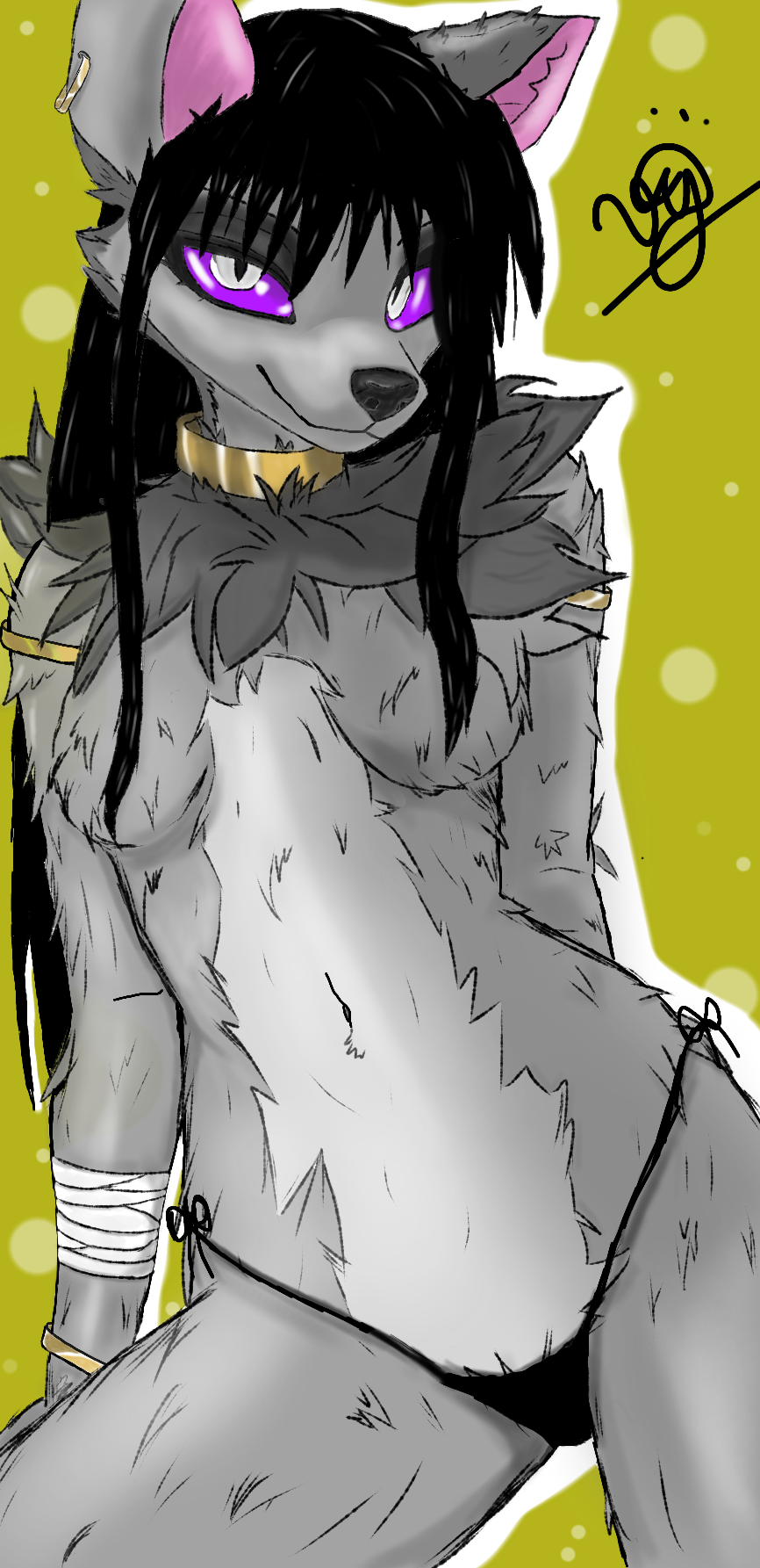 azumanga_daiou furry furry_ears furry_female furry_tail sakaki wolf wolf_ears