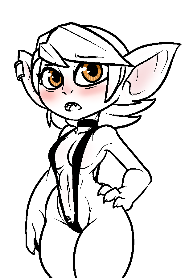 bikini, blush, blushing, breasts, cleavage, clothing, curvy, ear piercing, eigaka, embarrassed, eye bags, eyebrows visible through hair, eyelashes, fangs, female, fully clothed, gold eyes, golden eyes, halterneck, hand on hip, humanoid, league of legends, long ears, medium hair, navel, open mouth, partially colored, petite, piercing, pointy ears, riot games, sexually suggestive, shortstack, sketch, sling bikini, small breasts, solo, standing, swimsuit, teeth, thick thighs, tongue, tristana, video game, video games, white background, wide hips, worried, yordle