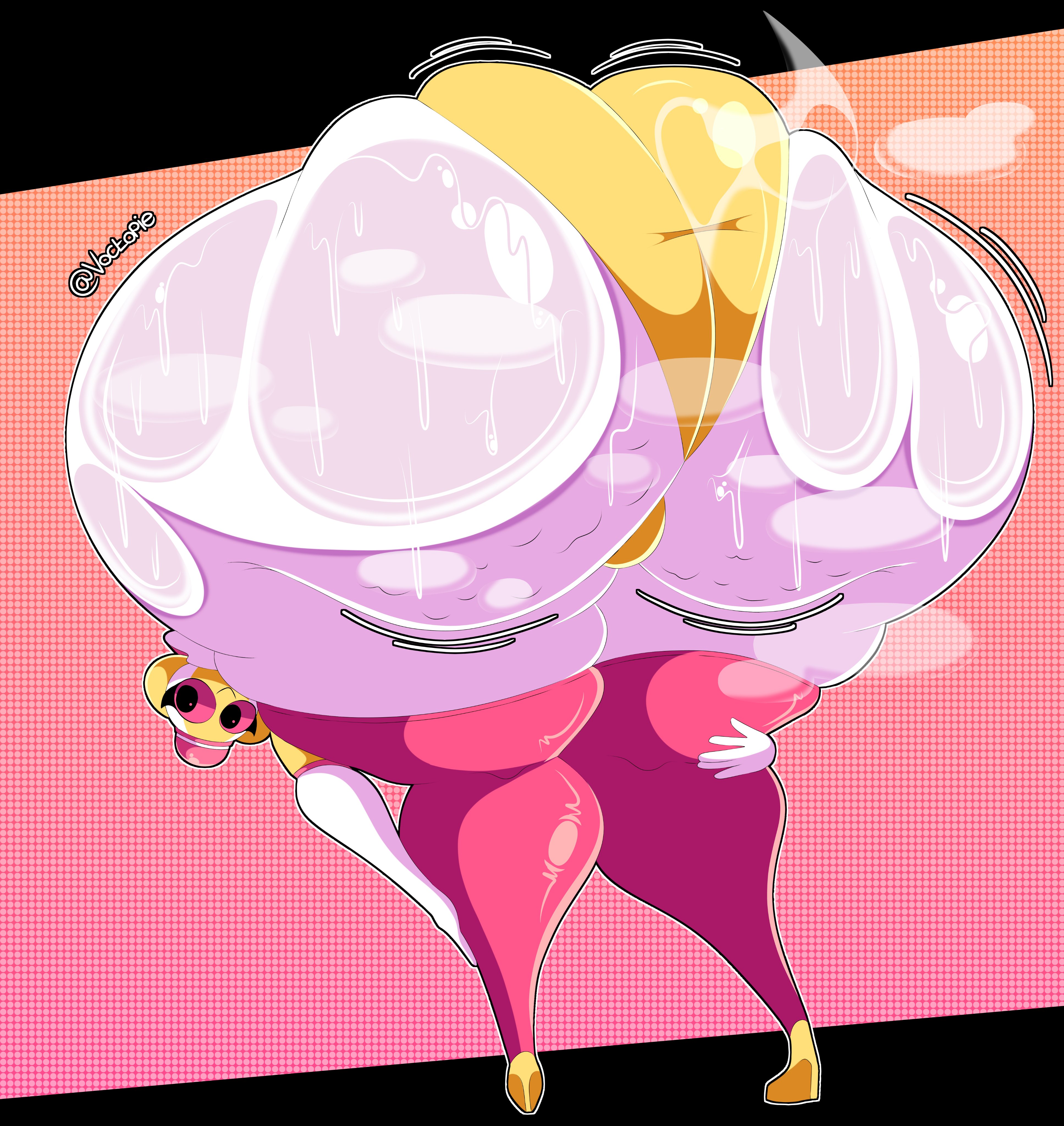 1girls, ass, ass focus, bending over, big ass, endacopia, female only, hyper ass, hyper butt, panties, solo, solo female, sweat, sweating, thick thighs, thighhighs, thighs, trapezist (endacopia), voctopie, watermark, wobbling ass