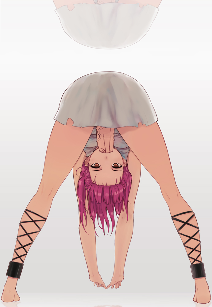 1futa, autofellatio, barefoot, bent over, between legs, clothing, dress, fellatio, fishnet legwear, futa only, futanari, intersex, magi: the labyrinth of magic, morgiana, penis, purple hair, reflection, solo, solo futa, transparent clothing