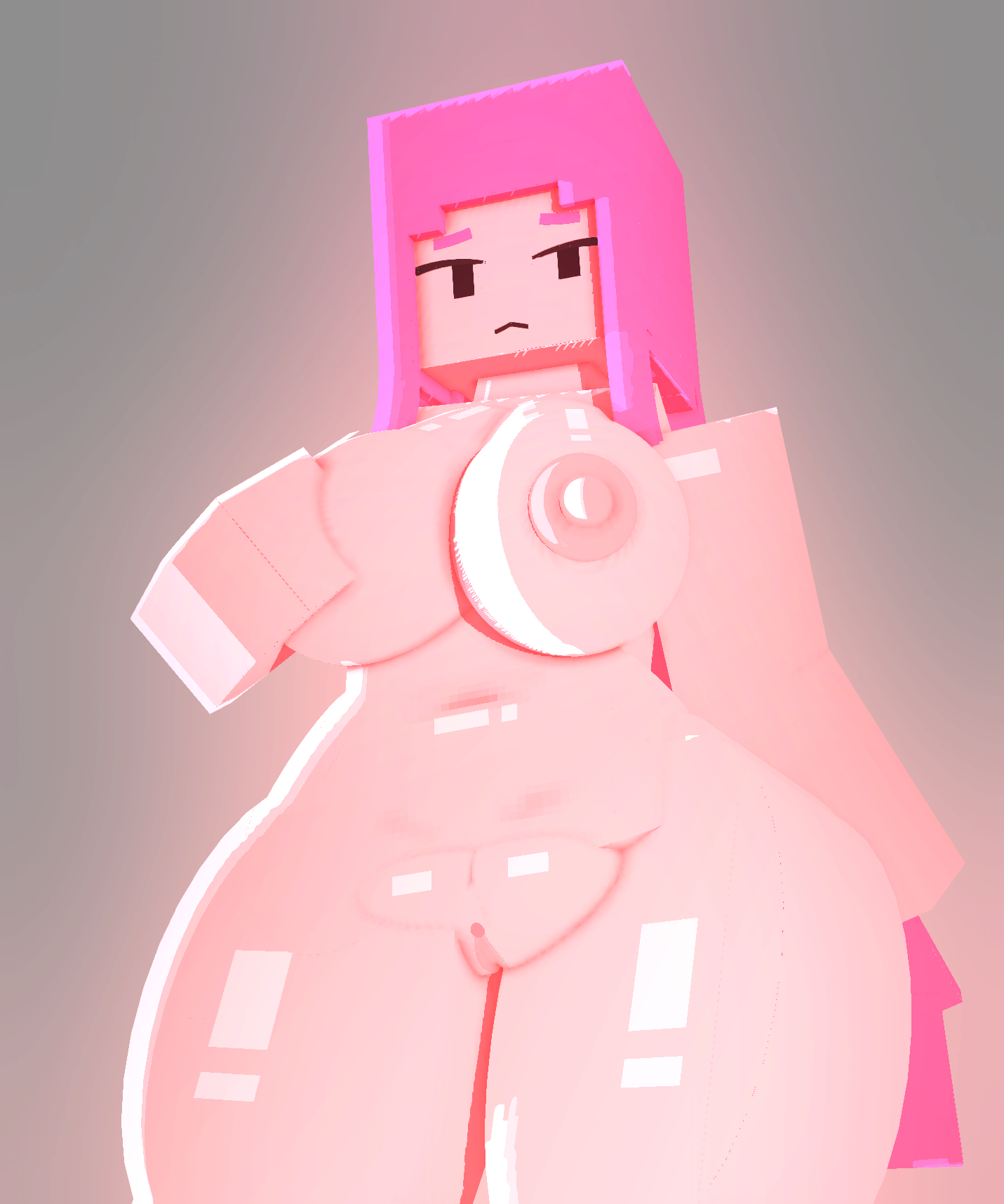 , 1girls, 2026, 3d, adventure time, big breasts, breasts, coresvoid, crossover, curvaceous, curvaceous body, curvaceous female, curvaceous figure, curvaceous hips, curvy, curvy body, curvy female, curvy figure, curvy hips, digital media (artwork), female, female only, hi res, horny, horny female, huge breasts, human, humanoid, mine-imator, minecraft, open mouth, pink body, pink hair, pink skin, posing, princess bubblegum, shadow, smooth skin, solo, square head, tan skin, tanned, tanned skin, thick thighs, thigh highs, thighs, wide hips