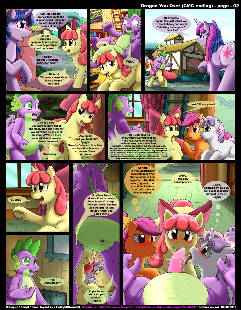 apple_bloom_(mlp) blowjob blush comic dragon_you_over_(kitsune_youkai) english_text equine fellatio female friendship_is_magic furry horn horse kitsune_youkai licking_penis my_little_pony oral page_2 pony scootaloo_(mlp) smooth_skin spike_(mlp) sweetie_belle_(mlp) threesome unicorn